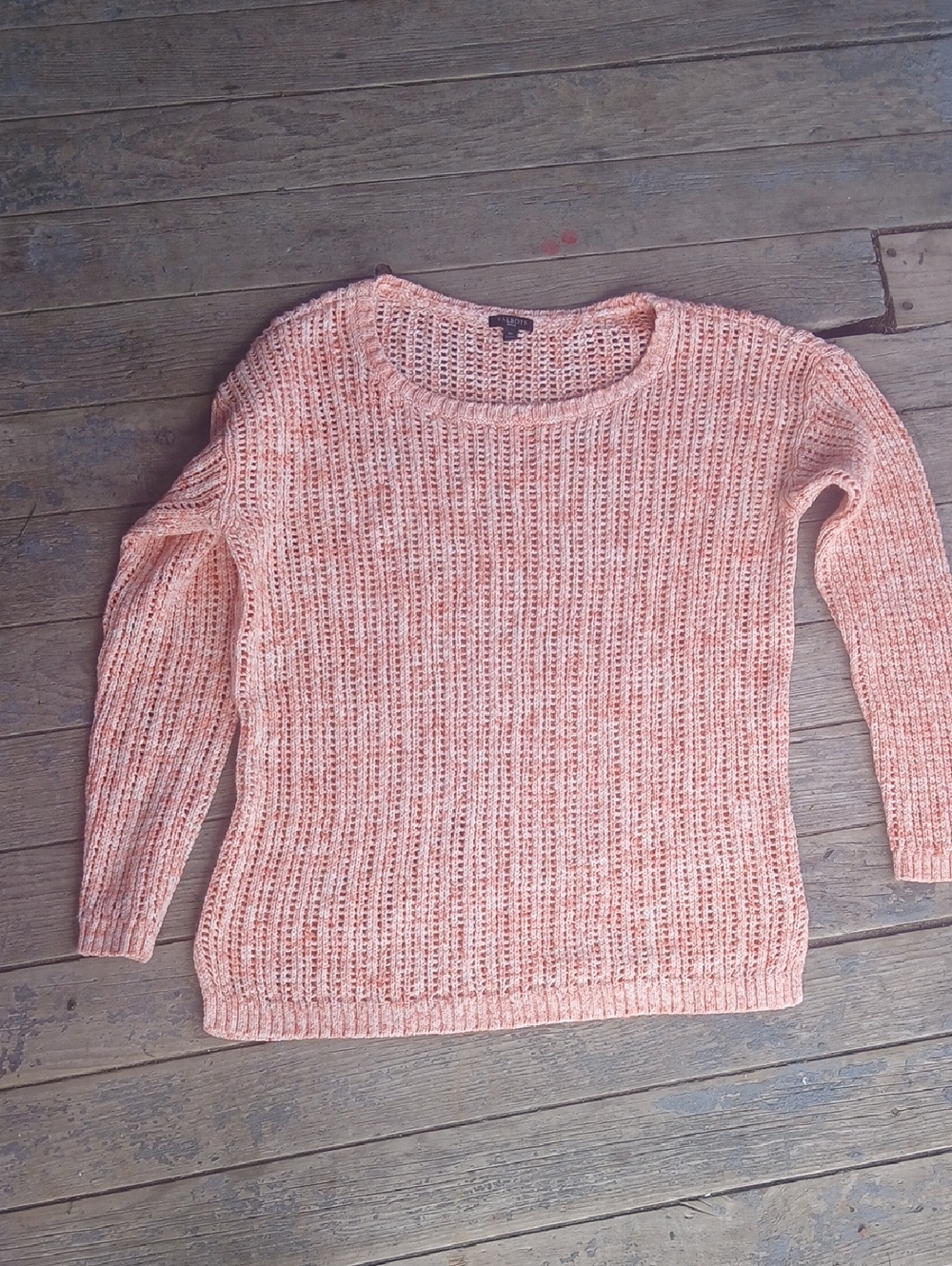 GUC Talbots Pink White Knit Sweater Long Sleeve Size Medium